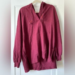 Old Navy V-Neck Split-Hem Pullover Hooded Sweatshirt | Large